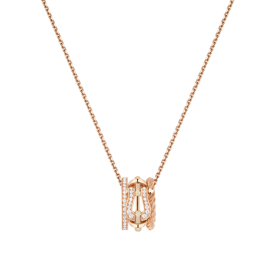 Close-up of Fred Force 10 Rise Small Rose Gold and Diamond Pav&eacute; Pendant image number 1